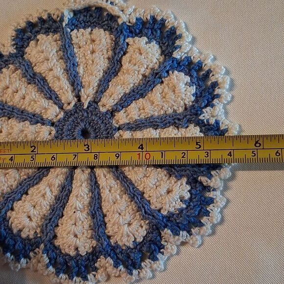 Elegant 4pc. Pink and Blue Crochet Doily Set - Picture 9 of 9